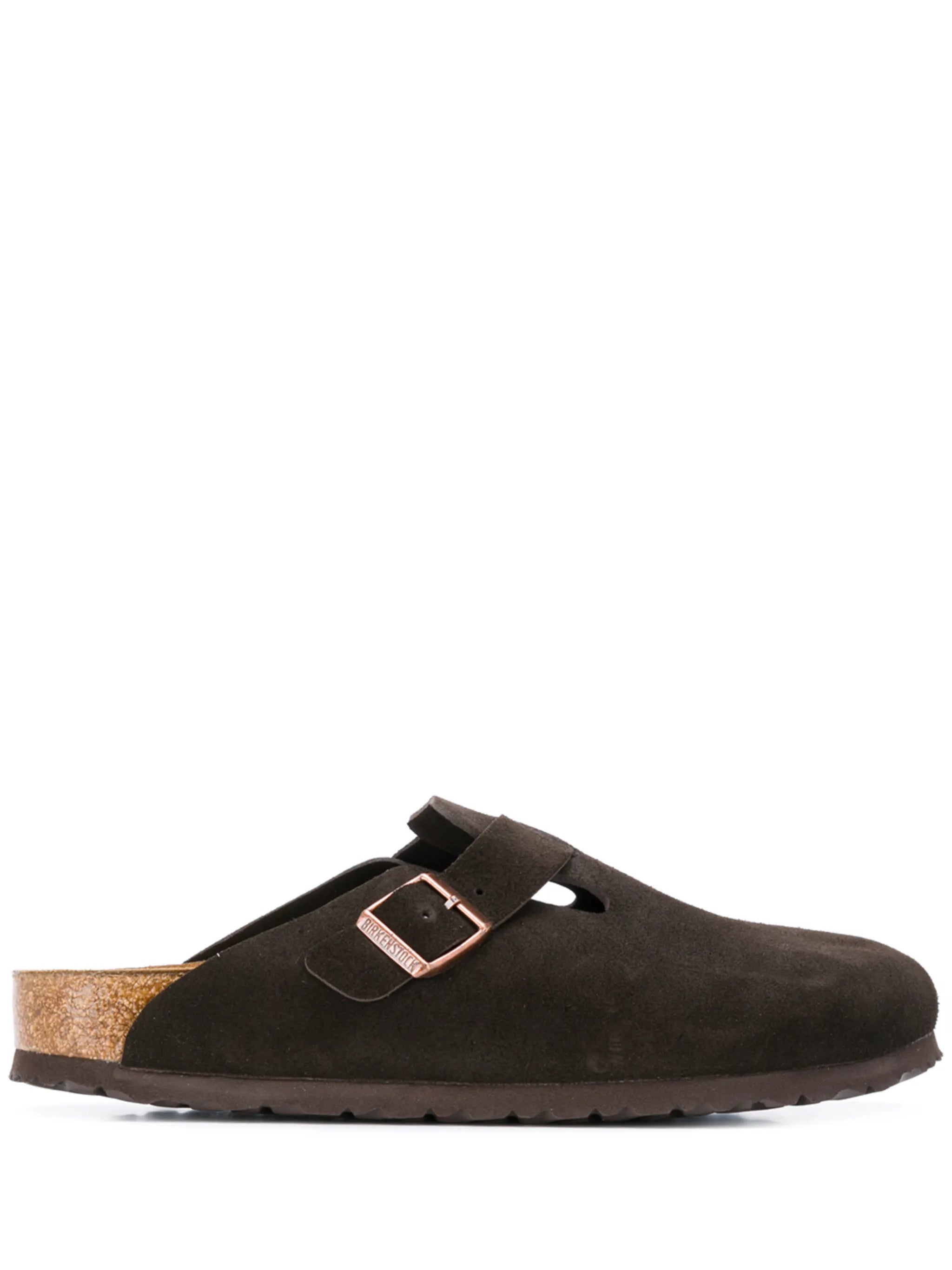 Birkenstock Boston Suede Mules - "Dark Brown"