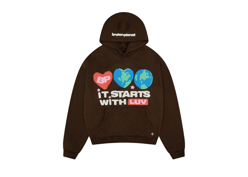 Broken Planet It Starts With Luv Hoodie Mocha Brown