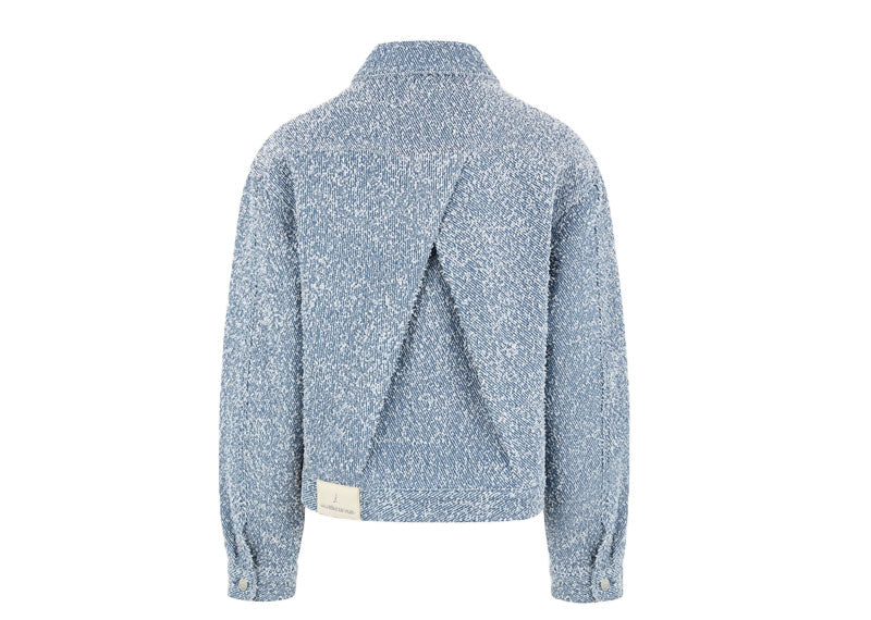 Maniere De Voir Boucle Jacket with Back Pleat Blue