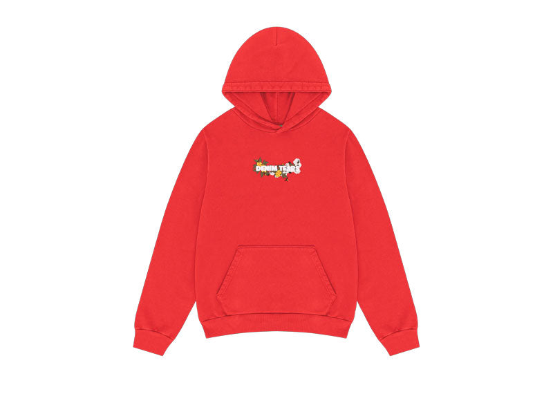 Denim Tears Embroidered Floral Hoodie Red