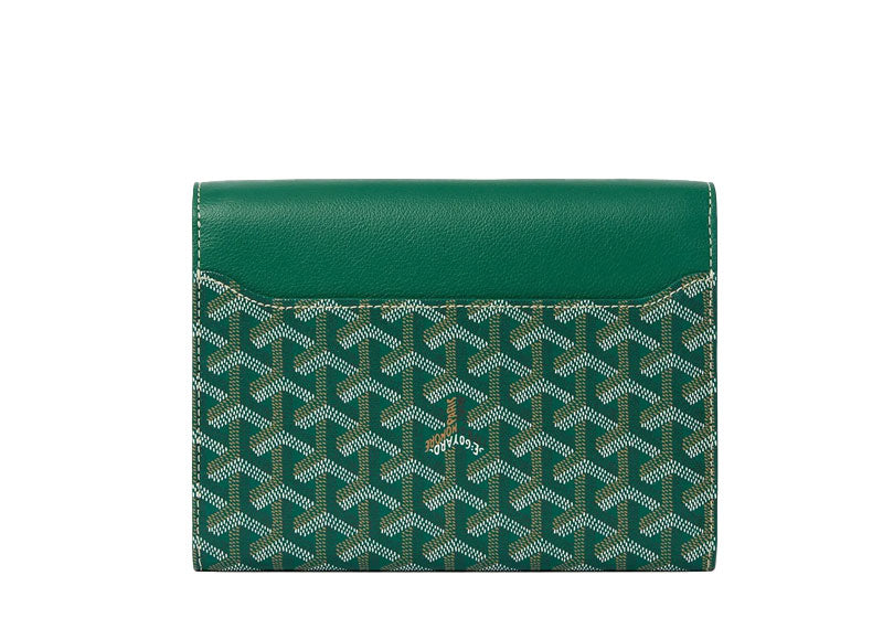 Goyard Goyardine Chypre Wallet Pouch Palladium Hardware Green