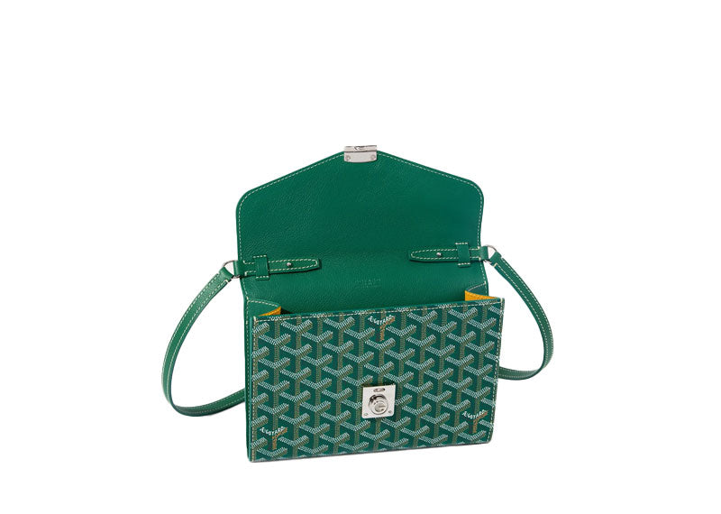 Goyard Goyardine Chypre Wallet Pouch Palladium Hardware Green