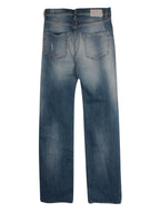 Off-white distress straight leg jeans