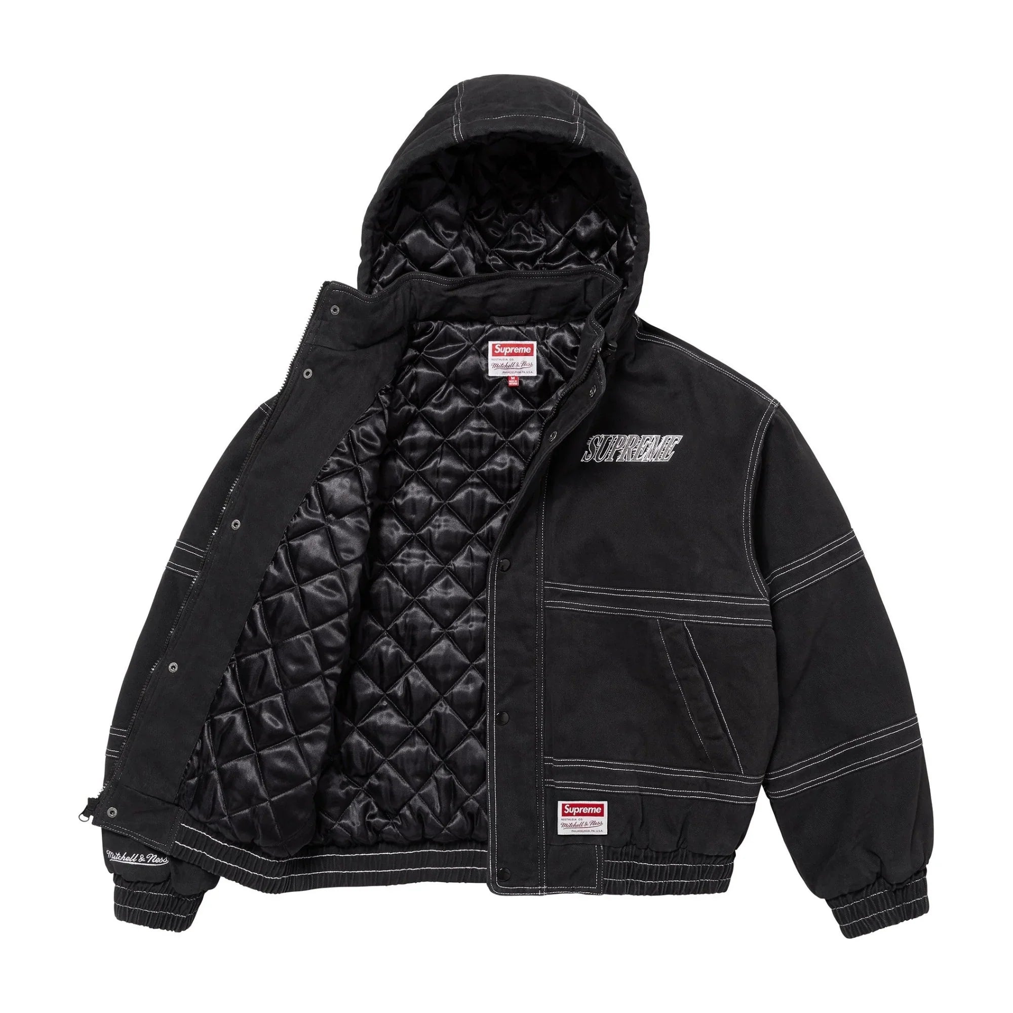 Supreme x Mitchell & Ness Twill Stadium Jacket Black