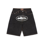 Corteiz Alcatraz Baggy Jean Shorts Washed Black