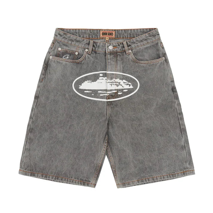 Corteiz Island Denim Shorts 'Light Grey'