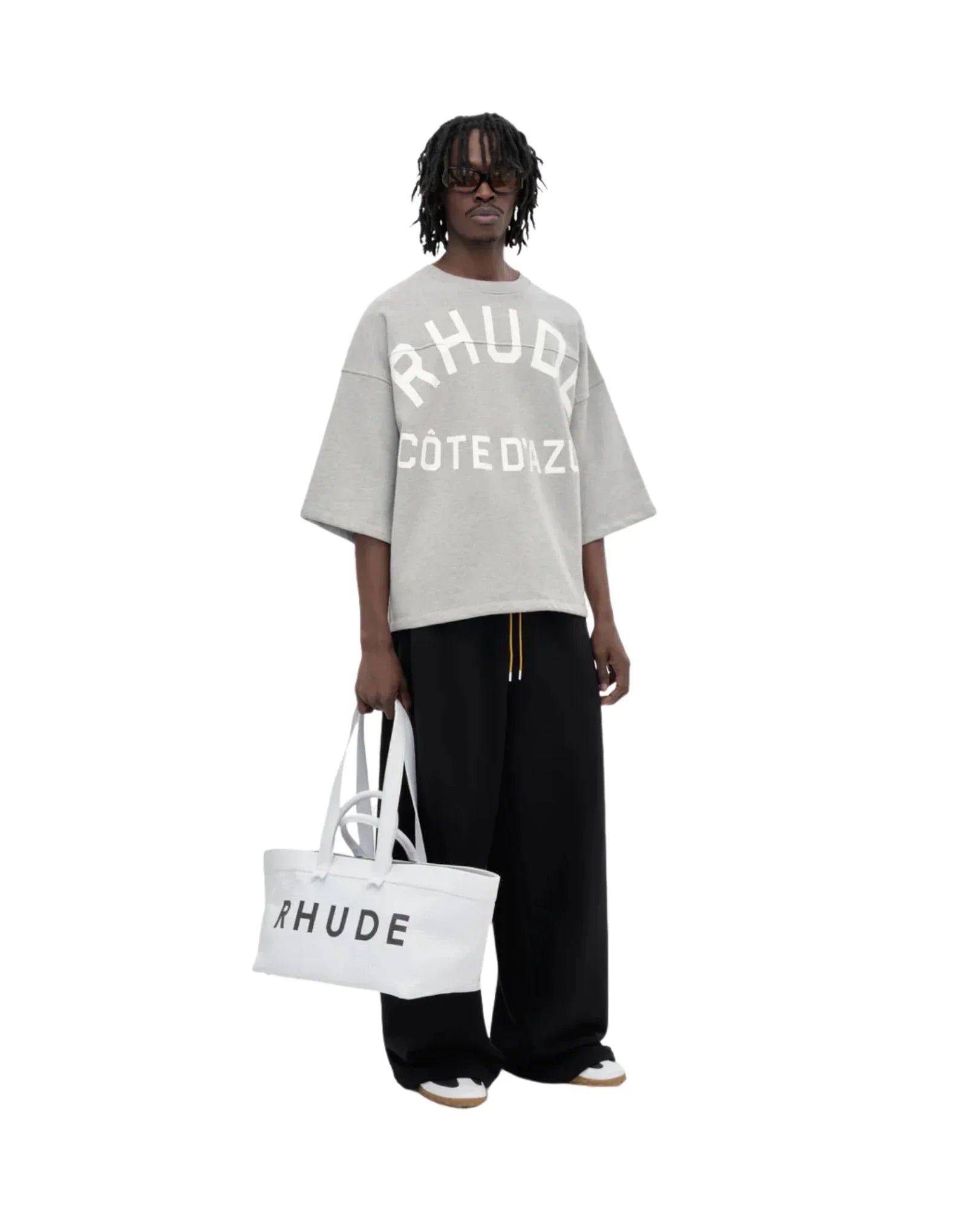 Rhude Cote D'Azur Mid-Sleeve Boxy Tee - "Heather Grey"