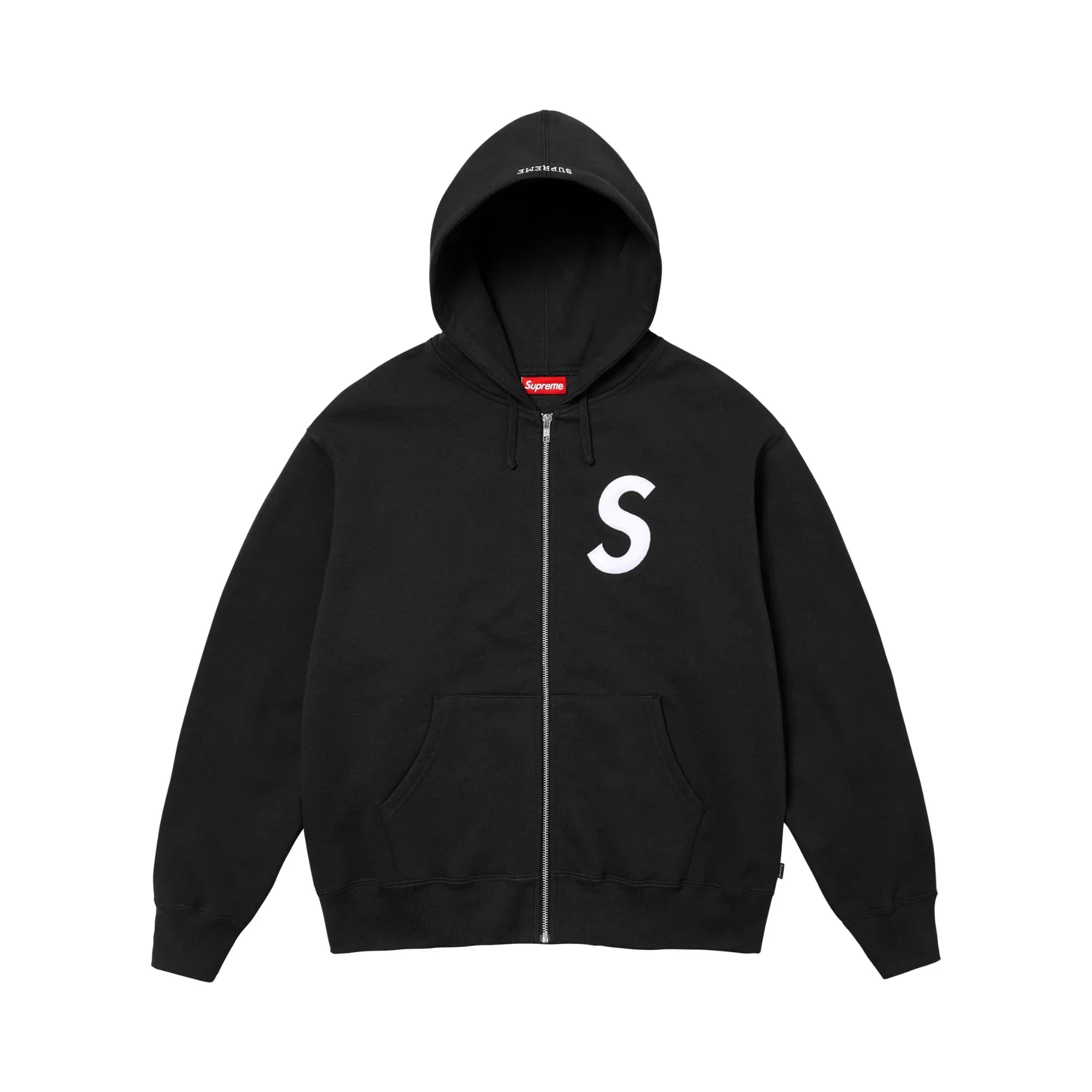 Supreme S Logo Zip Up Hooded Sweatshirt Black
