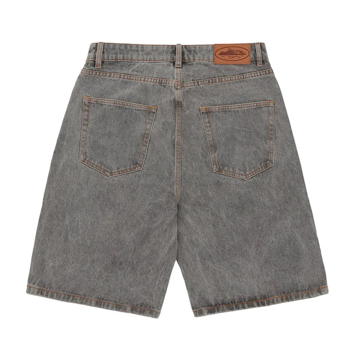 Corteiz Island Denim Shorts 'Light Grey'