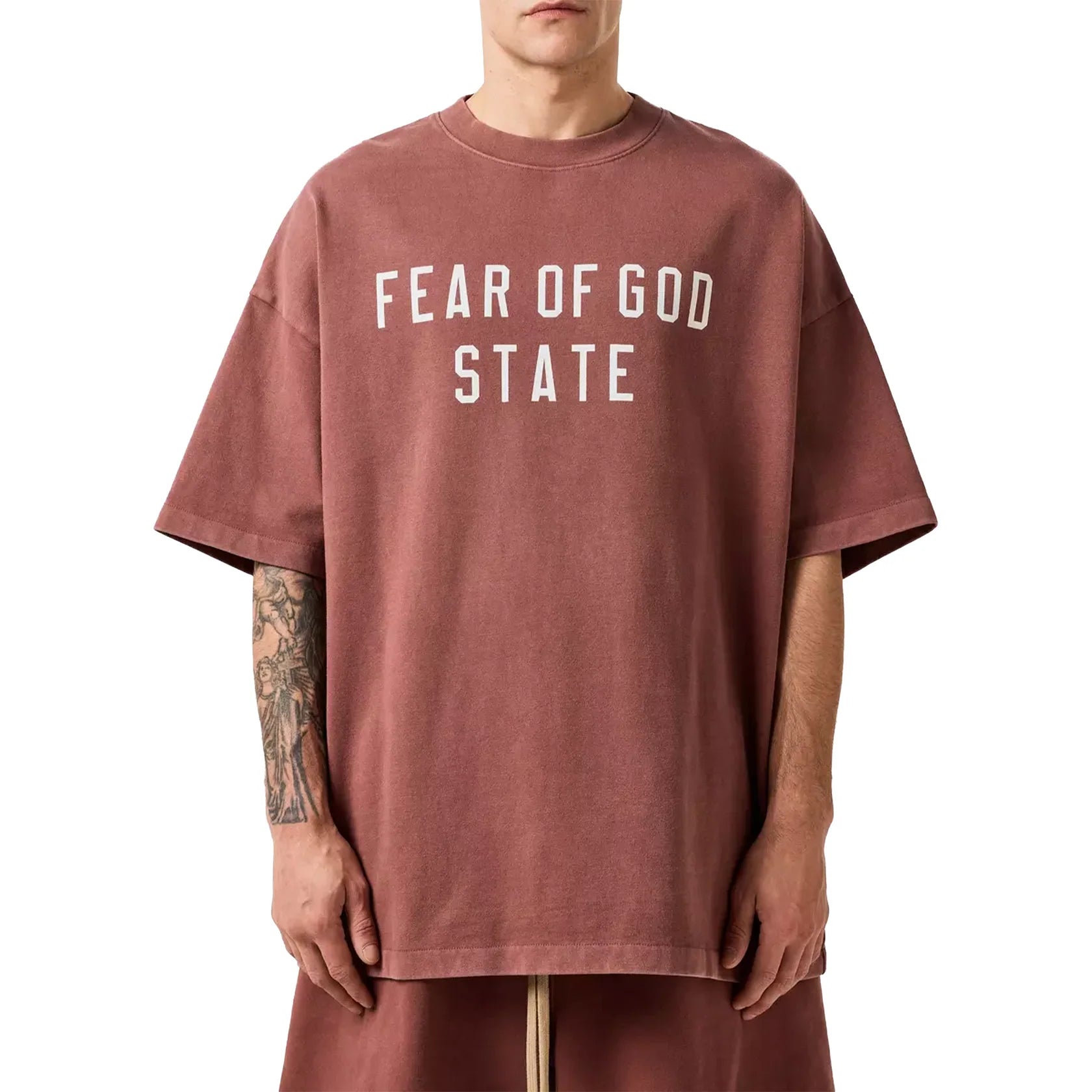 Fear of God Essentials Heavy Crewneck Tee 'Crimson'