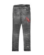 Amiri Staggered Logo Jeans - "Rain Grey"
