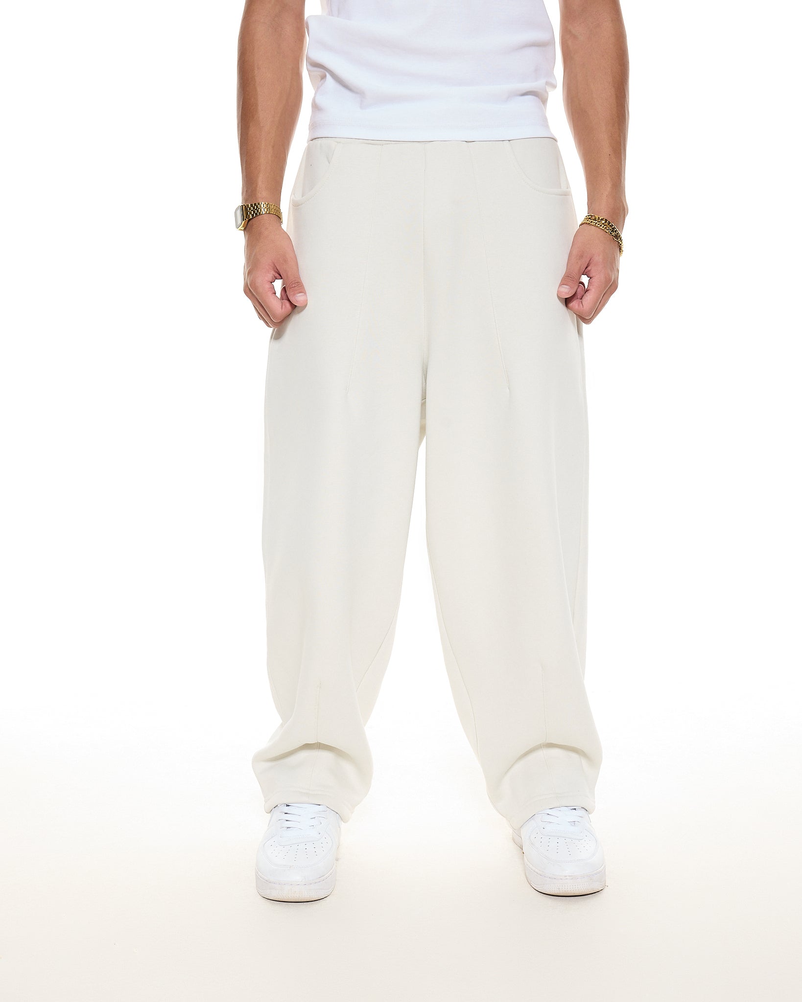 COZY STRAIGHT LEG SWEATS - CHALK