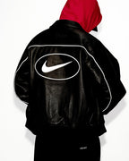 Supreme x Nike Leather Varsity Jacket - "Black/White"