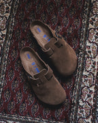 Birkenstock Boston Suede Mules - "Dark Brown"