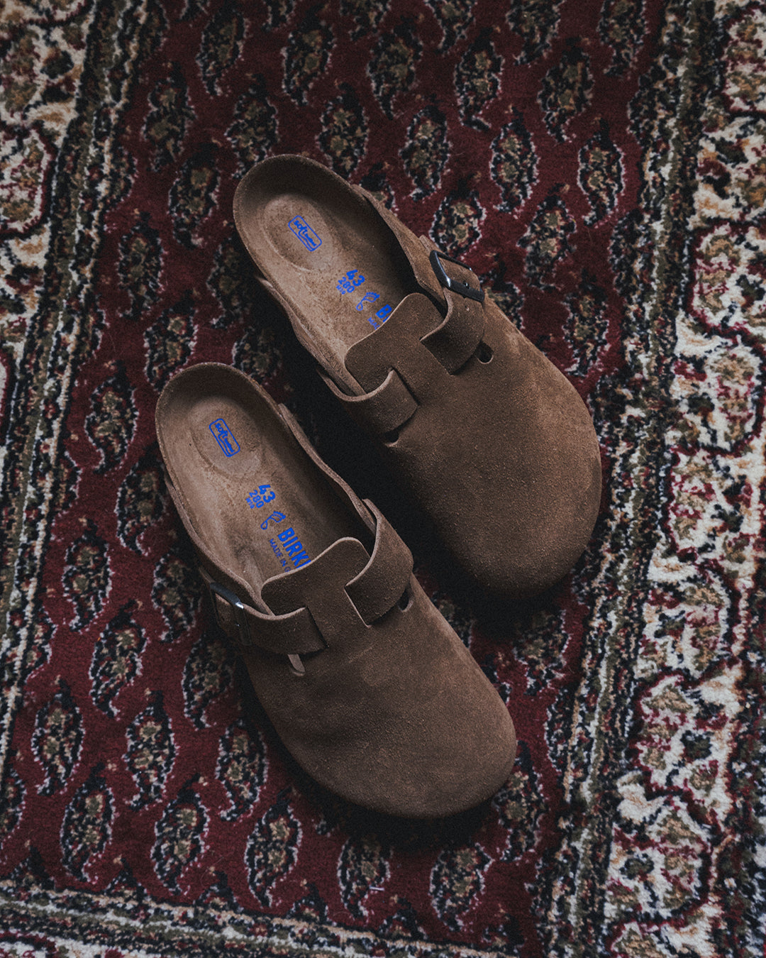 Birkenstock Boston Suede Mules - "Dark Brown"