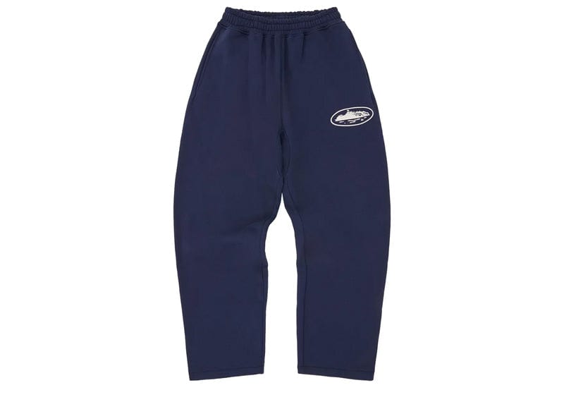 Corteiz Island Puff Print Open Hem Pant Navy