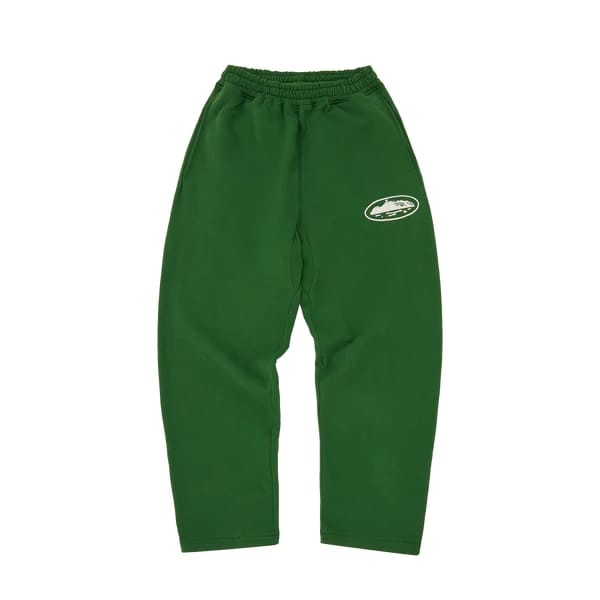 Corteiz Island Puff Print Open Hem Sweatpant Green