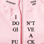 Supreme IDGAF Zip Up Hoodie - "Light Pink"