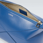 Loewe Puzzle Fold Leather Wash Bag 'Blue'