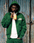 Corteiz Island Puff Print Zip Hoodie Green