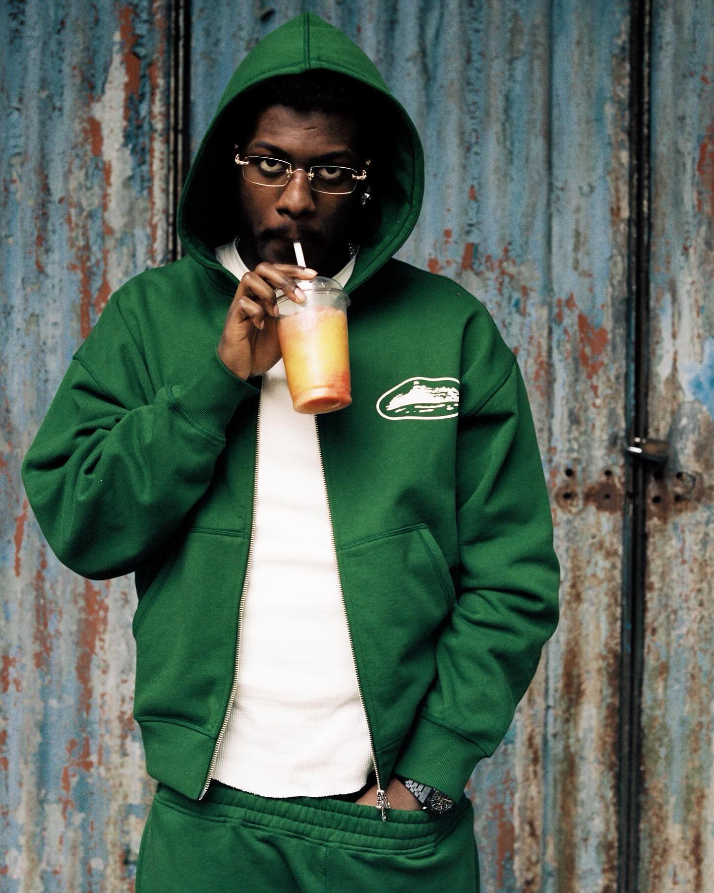 Corteiz Island Puff Print Zip Hoodie Green